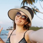 Ysoazgle Women Straw Sun Visor Hat Wide Brim Summer UV Protection Beach Cap Khaki at Women’s Clothing store
