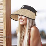 Ysoazgle Women Straw Sun Visor Hat Wide Brim Summer UV Protection Beach Cap Khaki at Women’s Clothing store