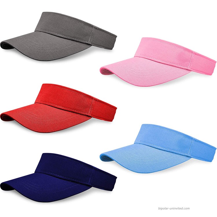 5 Pack Women and Men Sun Sports Visor Hats One Size Adjustable Cap at Women’s Clothing store
