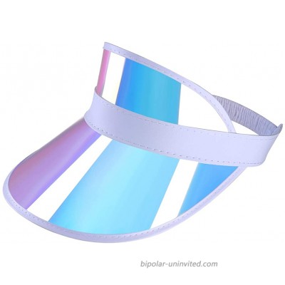 Iridescent Plastic Sun-Visor Hats UV-Shield Protection Hat Tennis-Viosr-Mirrored Rainbow 1PC at  Women’s Clothing store