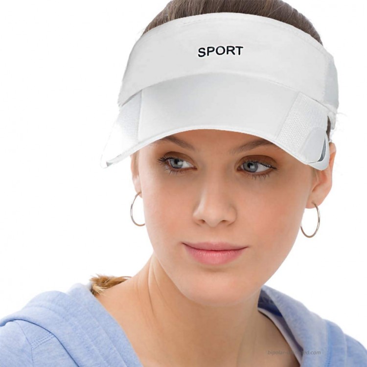 Men Women Sun Protection Sports Visor Hats Summer Wide Brim Adjustable Golf Tennis White