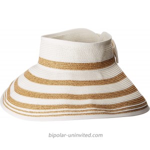 San Diego Hat Company UBV042 Roll Up Visor with Stripe Pattern and Bow Closure White One Size at  Women’s Clothing store