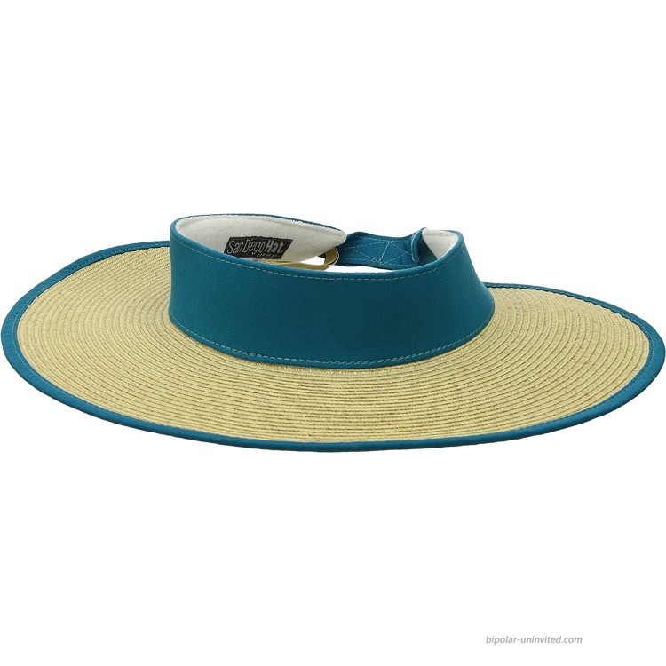 San Diego Hat Company Women's Roll Up Visor with Canvas and Terry Cloth Sweatband Aqua One Size at Women’s Clothing store