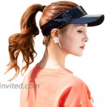 Shiny Holographic Plain Sport Sun Visor Laser Leather Adjustable Summer Cap Black at Women’s Clothing store