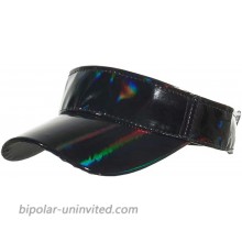 Shiny Holographic Plain Sport Sun Visor Laser Leather Adjustable Summer Cap Black at  Women’s Clothing store