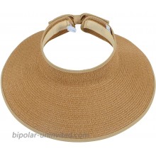 Simplicity Women's UPF 50+ Wide Brim Roll-up Straw Sun Hat Sun Visor Natural