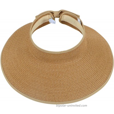 Simplicity Women's UPF 50+ Wide Brim Roll-up Straw Sun Hat Sun Visor Natural