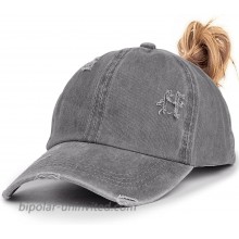 Womens Distressed Crisscross Ponytail Cap Adjustable Baseball Cap for High Bun Unisex Vintage Washed Trucker Hats Grey at  Women’s Clothing store