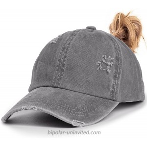 Womens Distressed Crisscross Ponytail Cap Adjustable Baseball Cap for High Bun Unisex Vintage Washed Trucker Hats Grey at  Women’s Clothing store