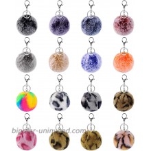 16 Pcs Pom Poms Keychains Fluffy Puff Ball Keychain Faux Rabbit Fur Ball Keychain for Girls Women Leopard Mix Colors & Rainbow at  Women’s Clothing store