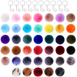 160 Pieces Pom Pom Keychain Set Include 40 Pieces Pom Poms 2.75 Inch Faux Fur Pompoms Fluffy Balls 40 Pieces Keychains and 80 Pieces Open Jump Rings for DIY Pom Pom Keychain Bag Charm Accessories at  Women’s Clothing store