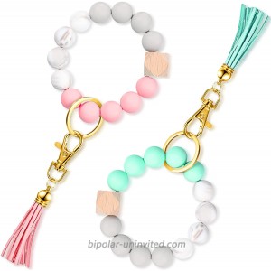 2 Pieces Silicone Key Ring Bracelet Beaded Bangle Keychain Bracelet Wristlet Key Ring Key Chain Bracelet Bangle Wristlet Tassel Keychain Silicone Beaded Bangle Chains for Women Girls Ladies at  Men’s Clothing store
