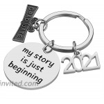 2021 Graduation Gifts for Him Her- My Story Is Just Beginning College High School Graduation Inspirational Keychain Grad Gifts for Women Men Boys Girls Daughter Son Graduates at Women’s Clothing store