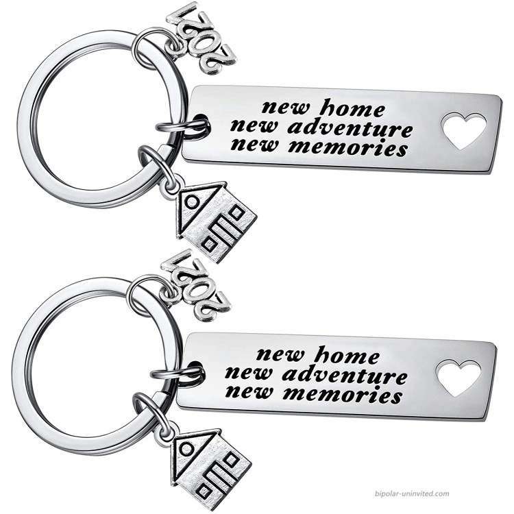 2021 Housewarming Gifts New Home New Memories Keychain Going Away Gifts for Women Friends Neighbor Family Sister Moving to Beach House Apartment Homeowner Key Chain at Men’s Clothing store