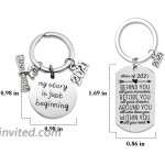 2Pcs Graduation Gifts Keychain for Class of 2021 Round and Rectangle Inspirational Gift Key Ring for Women Man Masters Degree Girls Boys Daughter Son Graduates from Dad Mom at Women’s Clothing store