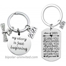 2Pcs Graduation Gifts Keychain for Class of 2021 Round and Rectangle Inspirational Gift Key Ring for Women Man Masters Degree Girls Boys Daughter Son Graduates from Dad Mom at  Women’s Clothing store