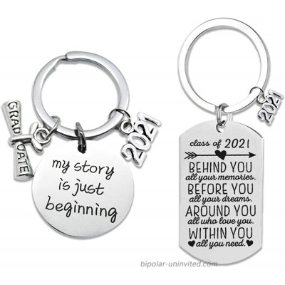 2Pcs Graduation Gifts Keychain for Class of 2021 Round and Rectangle Inspirational Gift Key Ring for Women Man Masters Degree Girls Boys Daughter Son Graduates from Dad Mom at  Women’s Clothing store