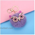 2Pcs Pom Pom Keychain Fluffy Cute Puff Ball Keychain for Women Owl Gift for Girls Bag Purse Car Key Rings Shiny Owl Blue at Women’s Clothing store