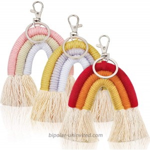 3 Pieces Boho Mini Tassel Rainbow Keychains Handmade Weaving Macrame Rainbow Keychains Car Key Ring Bag Wallet Purse Holder for Women Girls at  Women’s Clothing store