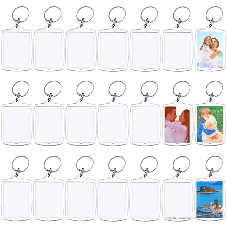 30 Pcs Acrylic Photo Frame Keyrings Picture Snap-in Keychains Custom Personalized Insert Photo Acrylic Clear Blank Keyring Keychain for Men Women Gifts 2.16 x 1.5 Inch at Men’s Clothing store