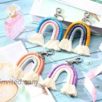 4 Pieces Rainbow Tassel Keychain Weaving Rainbow Tassel Charm Keyring Handmade Colorful Boho Key Holder Bag Wallet Purse Key Chain for Women Girls