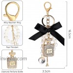 Allnice Women Keychain 2 Pack Perfume Bottle Diamond Keychain + Leopard Keychain Bow-Knot Pearl Handbag Personalised Keyring Golden Cute Keyrings for Women Girls Car Key Ring Crafts Bags at Women’s Clothing store