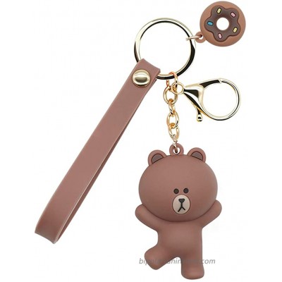 B62830000 570B6783000001 EN Keychains with Cute Cartoon Animals Ring Bag Charm Key Ring Decoration Gift for Girls Women Brown Medium