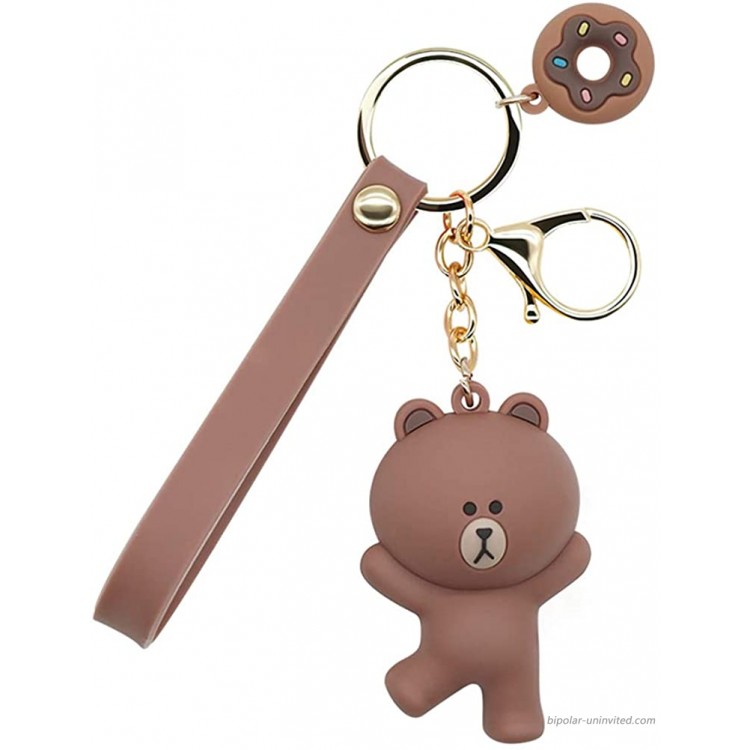 B62830000 570B6783000001 EN Keychains with Cute Cartoon Animals Ring Bag Charm Key Ring Decoration Gift for Girls Women Brown Medium