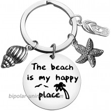 Beach Lover Gift Keychain Beach Jewelry The Beach is My Happy Place Keyring Stainless Steel Key Chain Birthday Christmas Graduation Gift for Women Girl Teens Beach Lover at  Women’s Clothing store