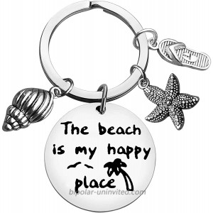 Beach Lover Gift Keychain Beach Jewelry The Beach is My Happy Place Keyring Stainless Steel Key Chain Birthday Christmas Graduation Gift for Women Girl Teens Beach Lover at  Women’s Clothing store