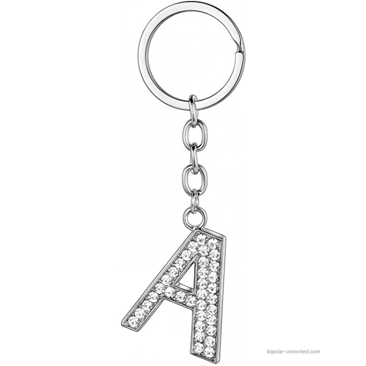 BESPMOSP A-Z Initials Letter Keychain Best Friend Gift Keychains for Women Shiny Crystal Keyring Birthday Gifts A