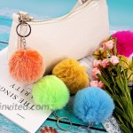 BQTQ 38 Pieces Pompoms Keychains Rabbit Faux Fur Pompom Balls Keychain Fluffy Poms Keyirings for Women Girls Bag Accessories 38 Bright Colors