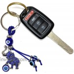 Bravo Team Evil Eye Keychain Complemented By Silver Metal Alloy Elephant With Blue Crystal Rhinestones And Resin Evil Eye Beads Painted In Blue White And Black For Good Luck Protection And Strength at Women’s Clothing store