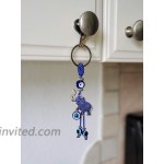 Bravo Team Evil Eye Keychain Complemented By Silver Metal Alloy Elephant With Blue Crystal Rhinestones And Resin Evil Eye Beads Painted In Blue White And Black For Good Luck Protection And Strength at Women’s Clothing store