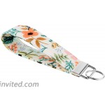 Celokiy Pink Floral Cute Keychain Wristlet Lanyard 100% Cotton Fabric Key Chain Bracelets for Women C at Women’s Clothing store
