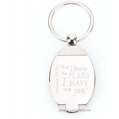 Christian Art Gifts Engravable Metal Keychain | For I Know The Plans I Have For You Jeremiah 2911 Bible Verse | Inspirational Accessory Keychain Keyring for Men and Women