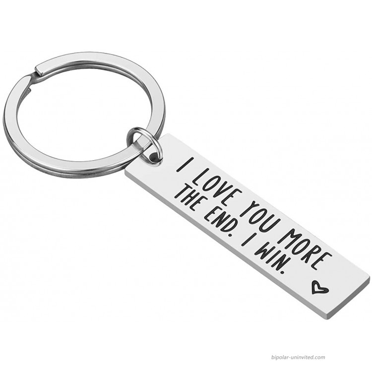 Couple Keychains for Boyfriend Girlfriend - Valentine’s Day Gifts I Love You More The End I Win Couple Keyring for Wife Husband Boyfriend Girlfriend Gifts for Him Her at Women’s Clothing store