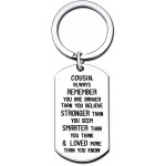 Cousin Gifts Dog Tag Key Chain Men Women Boy Girl Graduation New Year Gifts You are Braver Stronger Smarter than you think at Women’s Clothing store