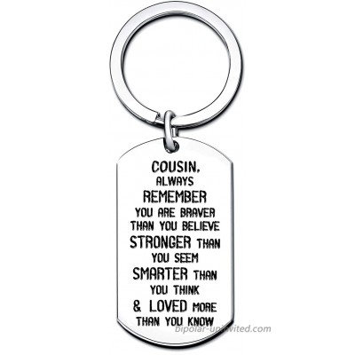 Cousin Gifts Dog Tag Key Chain Men Women Boy Girl Graduation New Year Gifts You are Braver Stronger Smarter than you think at  Women’s Clothing store