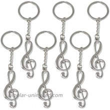 HONBAY 6PCS Metal Musical Note Music Symbol Key Rings Keyfob Keyrings Keychains for Decoration