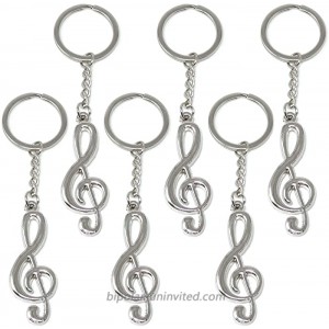 HONBAY 6PCS Metal Musical Note Music Symbol Key Rings Keyfob Keyrings Keychains for Decoration