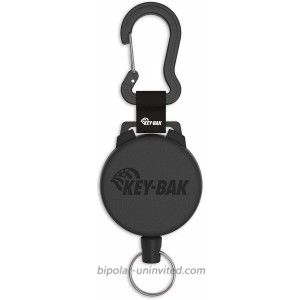KEY-BAK SECURIT HD Retractable Keychain 48 Retractable Cord 8 oz. Retraction Durable Polycarbonate Case Zinc Alloy Carabiner Split Ring Black
