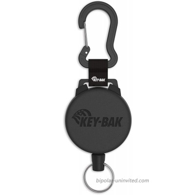 KEY-BAK SECURIT HD Retractable Keychain 48 Retractable Cord 8 oz. Retraction Durable Polycarbonate Case Zinc Alloy Carabiner Split Ring Black