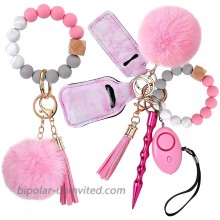 Keychain Bracelet Safety Keychain for Women Pink Puff Ball Keychain for Car Key Wrist Keychain with Personal Alarm Keychain Wristlet Hand Sanitizer Bottle Holder Chapstick Holder at  Women’s Clothing store