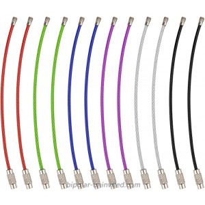 Keychain Wisdompro 12 Pack of 4.3 Inches Stainless Steel Wire Ring 2mm Cable Loop Rings for Hanging Luggage Tag Keys and ID Tag Keepers - MultiColor