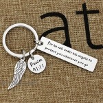 Kivosliviz Bible Verse Keychain for He Will Order His Angels to Protect You Scripture Keychain Religious Gifts