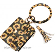 MONOBLANKS Wristlet Wallet Bracelet Keychain Card Holder Purse Tassel Keychain Bangle Key Ring for Women Sunflower at  Women’s Clothing store
