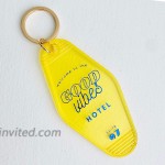Motel Keychain 2pc - Vintage Hotel Key Chain - Retro Keyring - Cute Keychains for Women - Pretty Key Ring for Girls or Boys Motel Pink Yellow at Women’s Clothing store