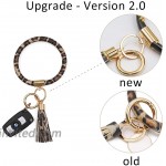Mwfus Upgrade Round Key Ring Bracelet Leather Wristlet Keychain Large Circle Bangle Keyring Tassel Holder for Women Girls