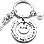 N X Mom Memorial Keychain Gift Loss of Mother Jewelry I have a guardian Angel in heaven I call her Mom Keychain Sympathy for Remembrance Memory Gifts Silver Small at Women’s Clothing store